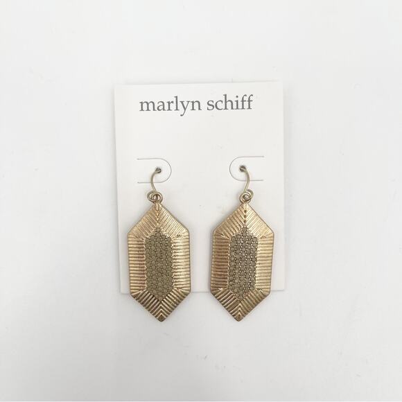 MARLYN SCHIFF Earrings Gold Metal Textured with Rhinestones Jewelry Boho NWT - Picture 6 of 7